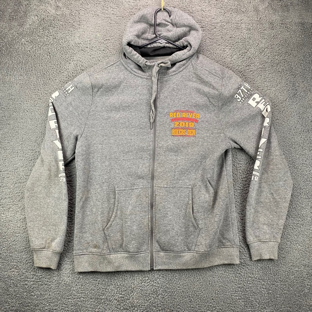 Red River Bikers Den 2019 Motorcycle Memorial‎ Day Run Full Zip Hoodie Mens M